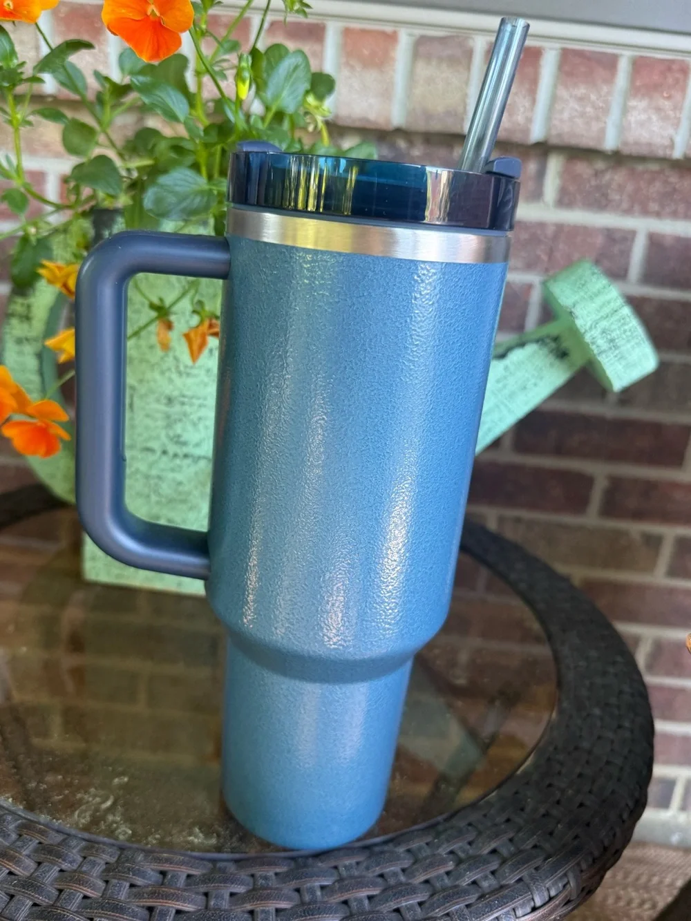 Stanley Blue Travel Tumbler 40 ounce with Handle and Straw - Picture 2 of 4